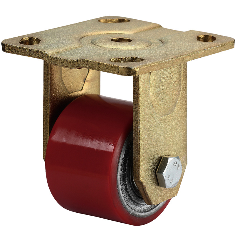 明威3寸低脚轮重型万向轮带刹车pu铁芯转向轮工业脚轮双轴承