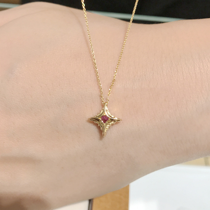 日式轻奢纯银925电镀黄金 白金18春 四角星月镶钻 项链 锁骨链