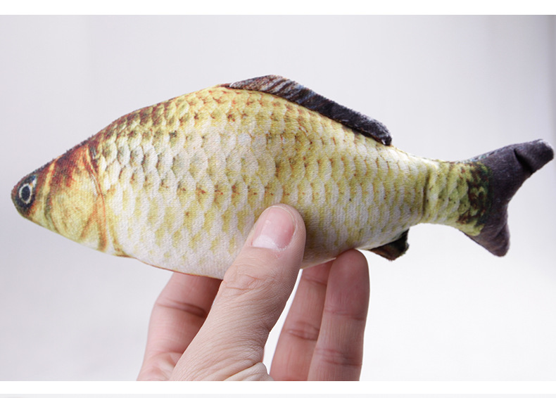 宠物玩具 wish亚马逊 薄荷仿真鲫鱼模型假鱼 逗猫玩具猫咪小狗互动