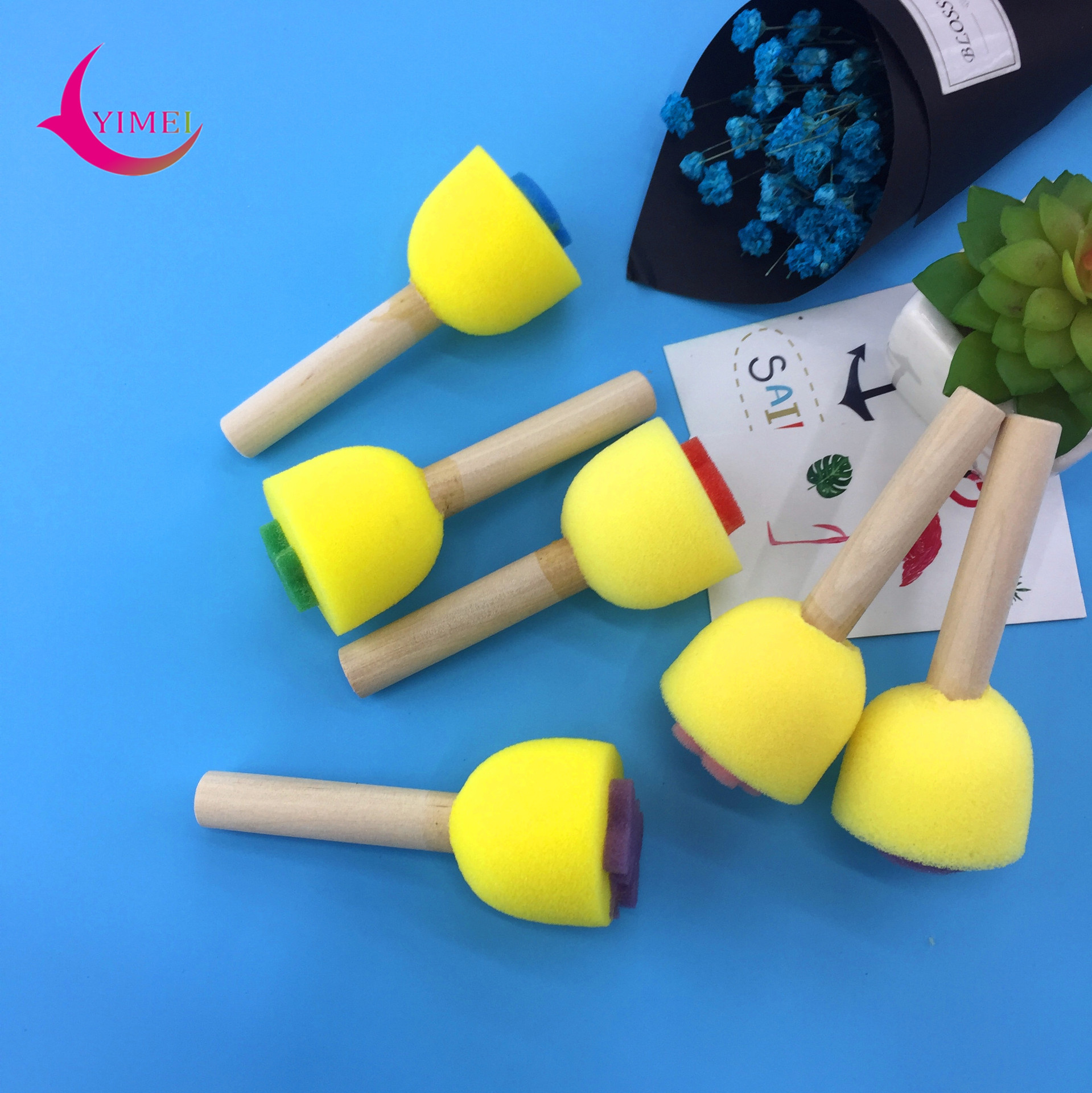 【包装】opp袋 6支一套【功能】儿童美术绘画用品【材料】木柄 海绵