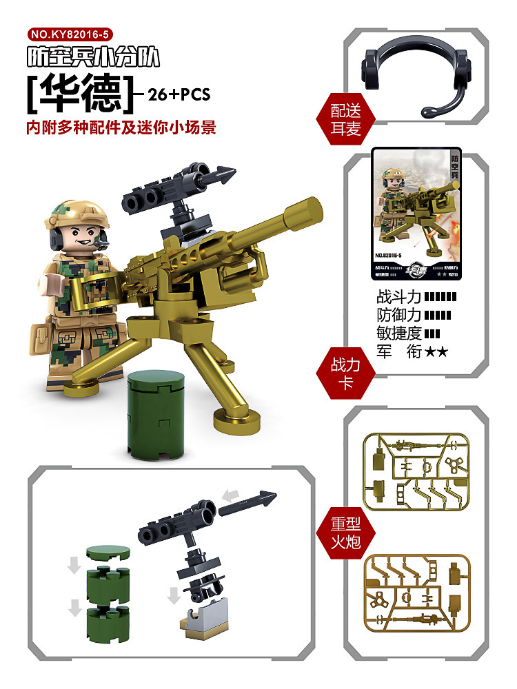 开智军事人仔积木82015/16小人偶儿童积木拼装玩具狼牙野战队金致