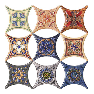 欧式田园地砖配件花片客厅卧室地板瓷砖圆角仿古砖配套角花78*78