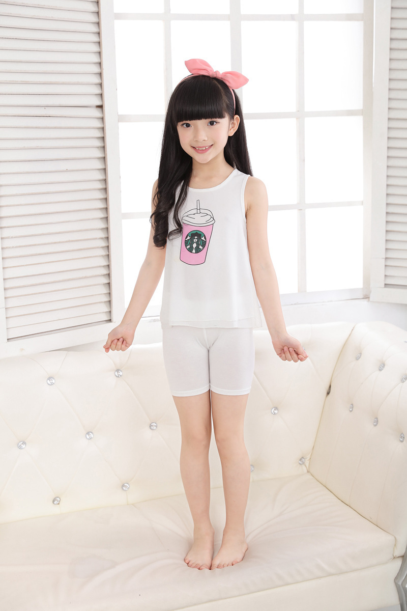 女童莫代尔三分裤儿童安全打底防走光夏款女童打底裤蕾丝花边短裤