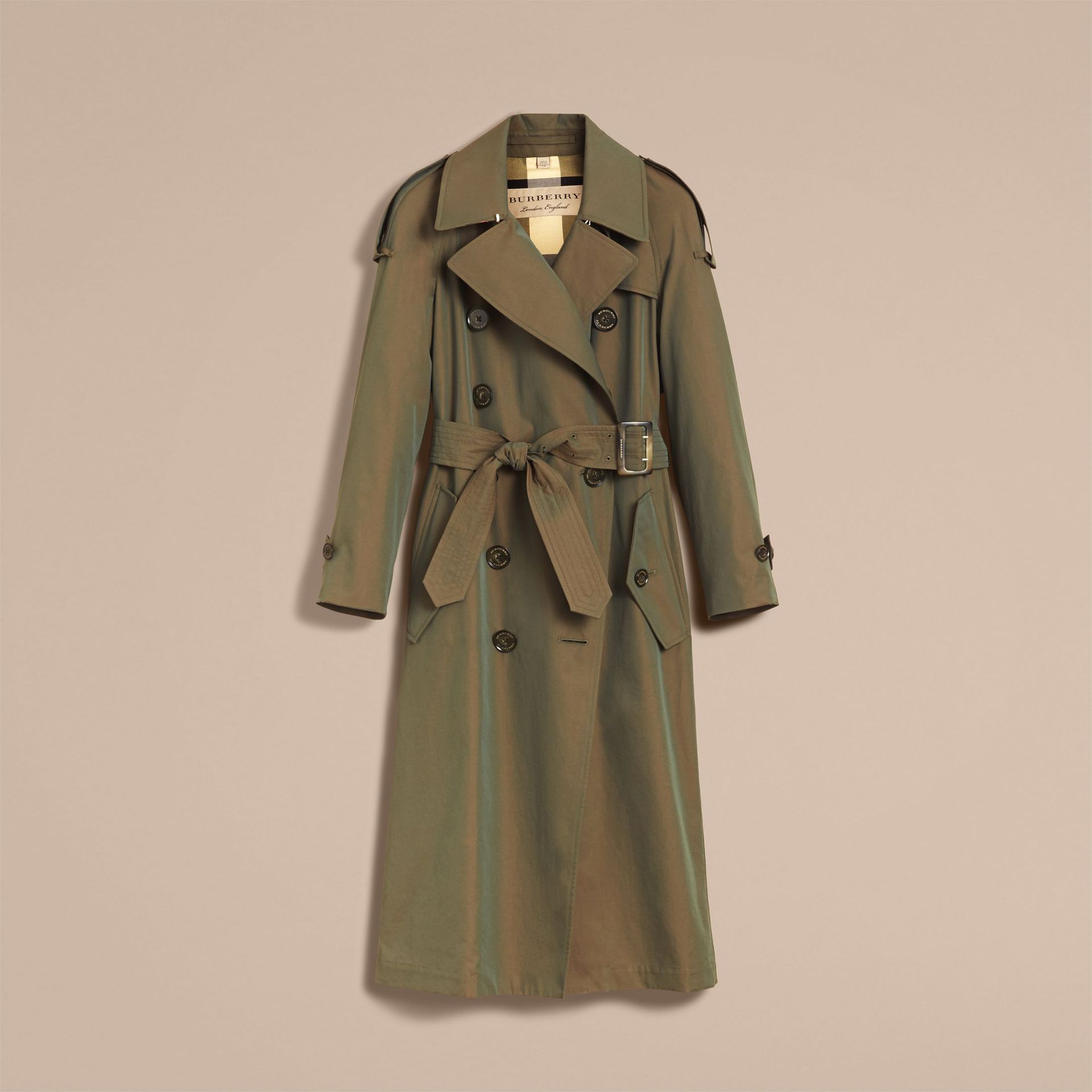 全棉风衣面料 高密色织斜纹风衣布 防水抗皱 b家橄榄绿风衣面料