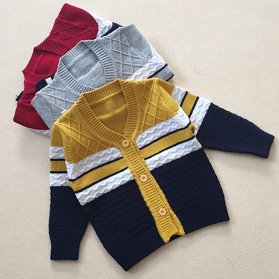 春秋款婴儿针织毛衣新生儿开衫外套百搭 男宝宝毛衣条纹上衣0-1岁