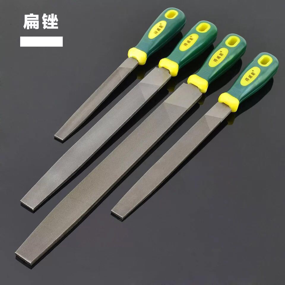 得威斯中齿扁锉刀 双色橡胶柄平扁锉钳工锉大板锉6寸8寸10寸12寸