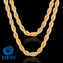 欧美18K镀金欧美金链子 锁骨项链个性麻花链精品铜项链 一件代发