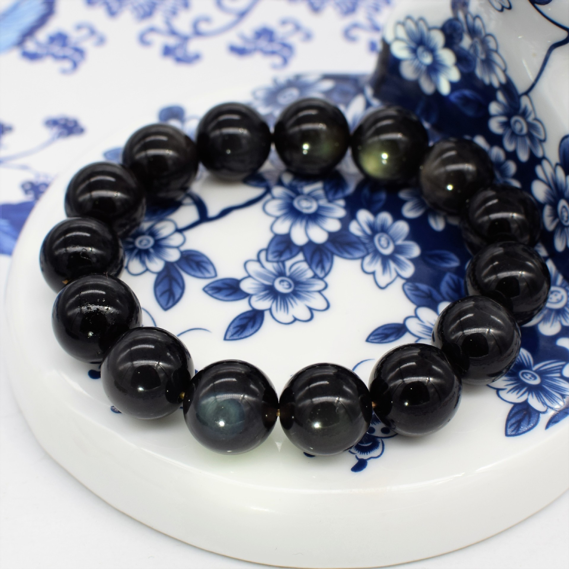 彩眼冰曜石手链 冰耀石彩虹眼手链 彩曜石手串