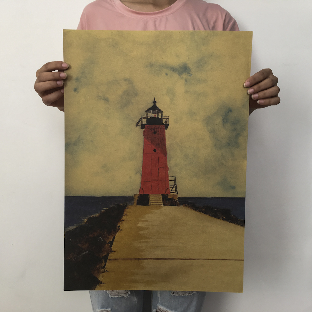 h735唯美风景海报复古牛皮纸海报画墙面装饰厂家直销