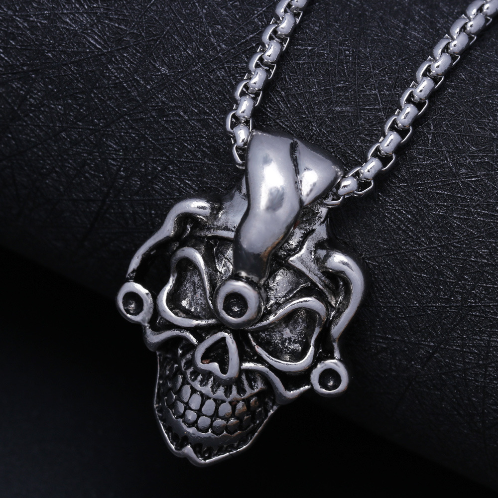 王一博项链明星同款嘻哈骷髅头男士项链万圣节hiphop长款骷髅项链
