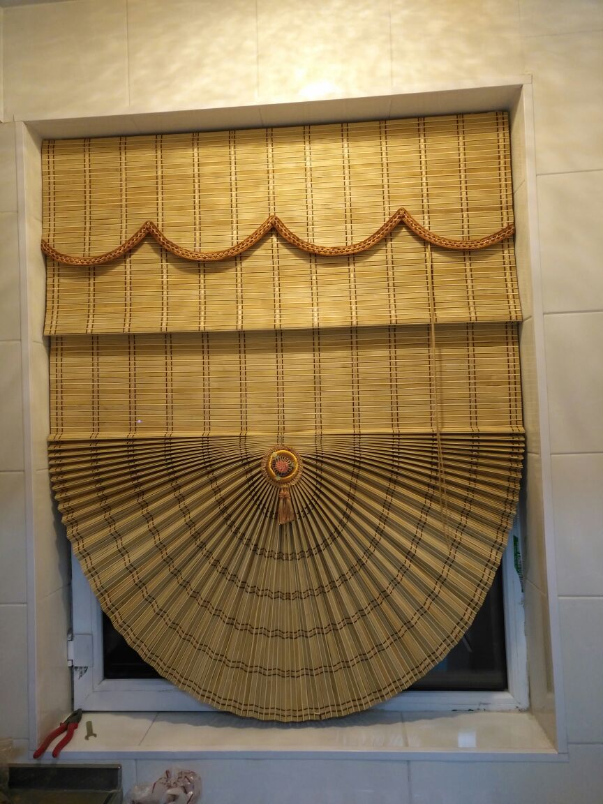 定制日式竹帘窗帘卷帘遮阳升降扇形帘成品罗马帘酒店饭店竹门帘