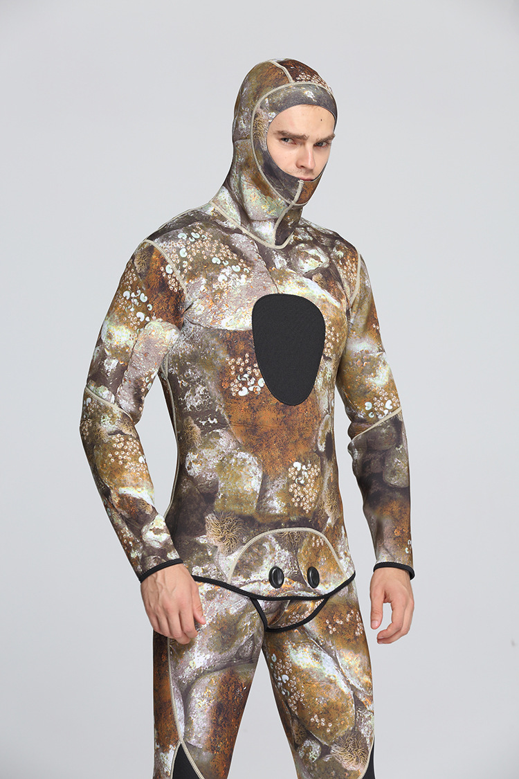scr橡胶潜水服3mm迷彩潜水服防寒保暖分体两件套潜水衣冲浪衣