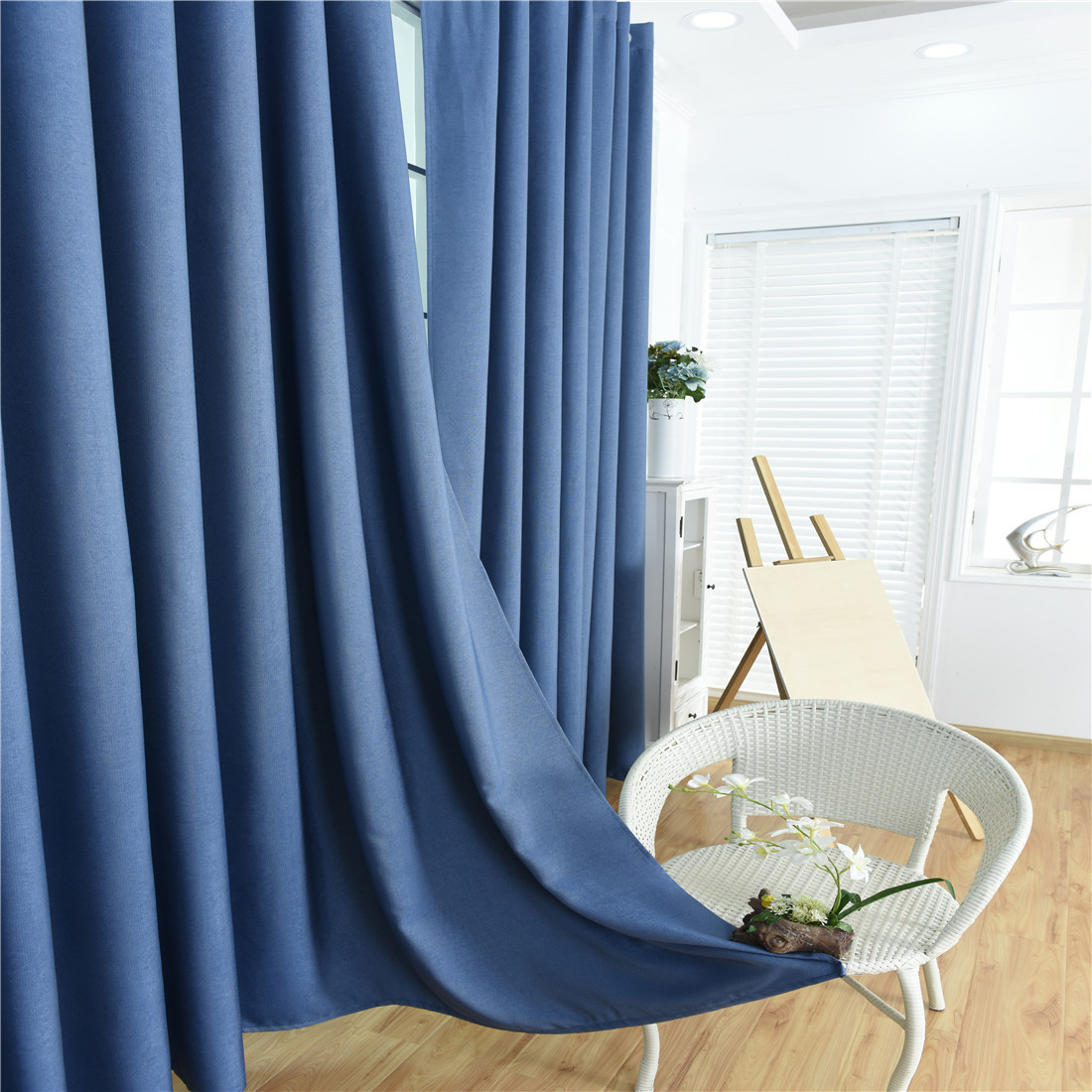 亚马逊/ebay/速卖通跨境新品简约家居客厅多色棉麻丝绒麻遮光窗帘