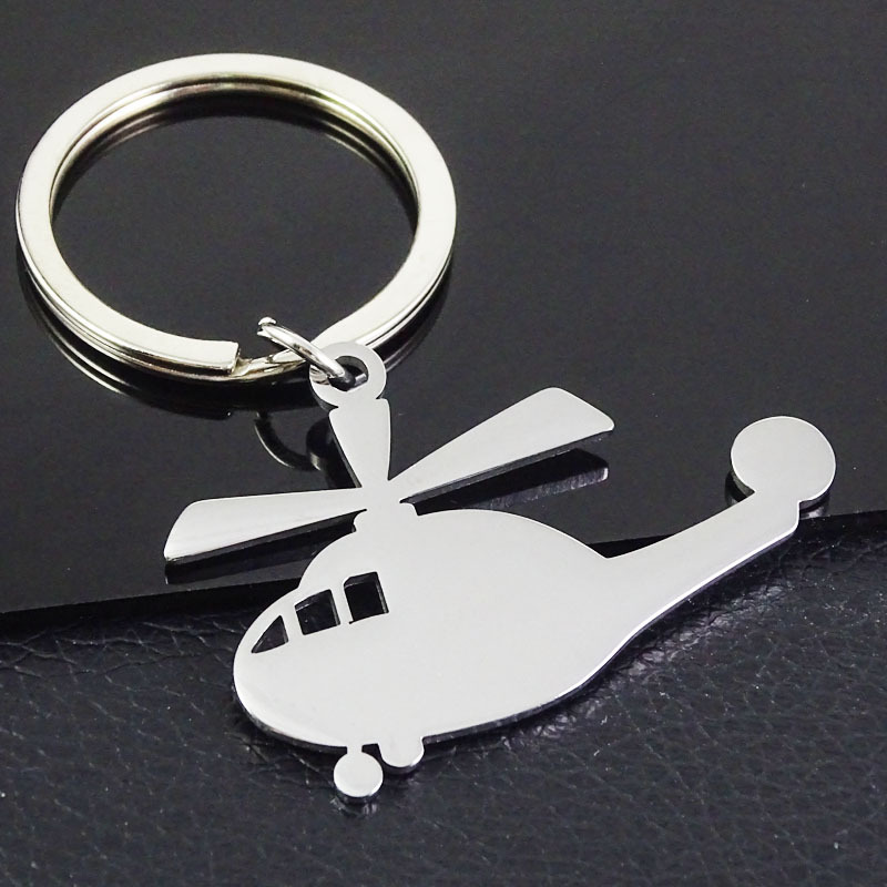 新款创意直升飞机汽车男士钥匙扣赠品小礼品不锈钢金属刻字logo