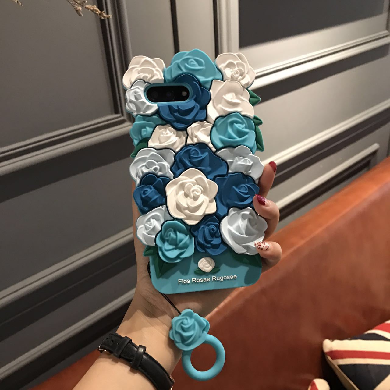 外贸欧美立体玫瑰花iphone7/7 plus手机壳 苹果6s plus硅胶保护套