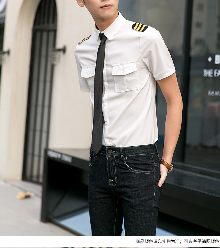 空少制服男士修身短袖衬衫发型师夜店酒吧ktv少爷服务员工作服装