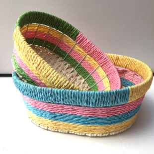 贵妃娘娘工艺品 手工编织篮 胶藤大梅花盅 水果篮厂家直销收纳篮