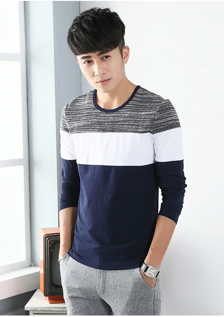 长袖t恤男士圆领小衫韩版外穿打底衫潮流2017秋装上衣服薄款秋衣