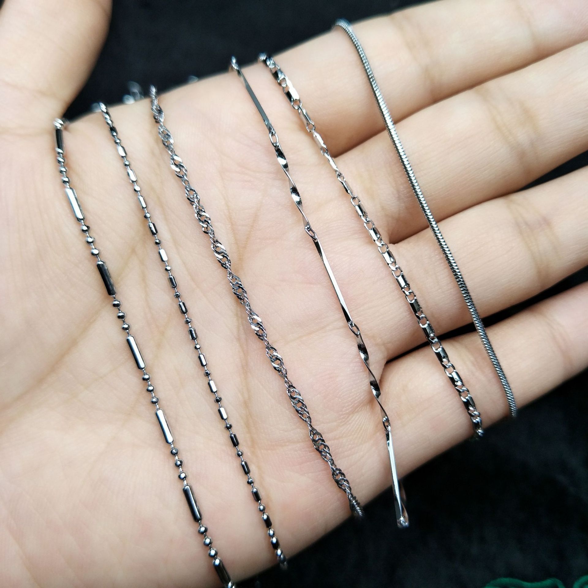 925银 单链条 银链子项链女 韩国韩版diy合金链配件银饰品批发