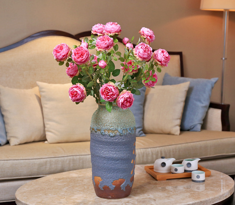 巴西玫 玫瑰仿真花束 高枝仿真玫瑰花 家居婚庆装饰假花单支茶玫