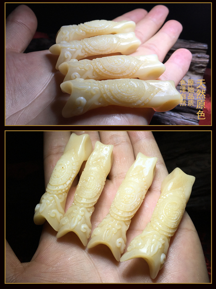 庚午文玩堂天然油润骆驼骨精雕指骨玄阴四象仿大猫虎趾骨手串佛珠