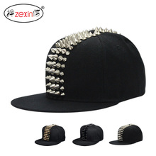 潮爆五排塑料铆钉可调节平沿帽hiphop嘻哈街舞帽bboy棒球帽平板帽