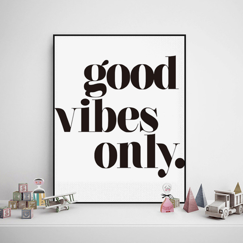 good vibes only 简约外贸装饰画速卖通热销英文箴言家居创意壁画