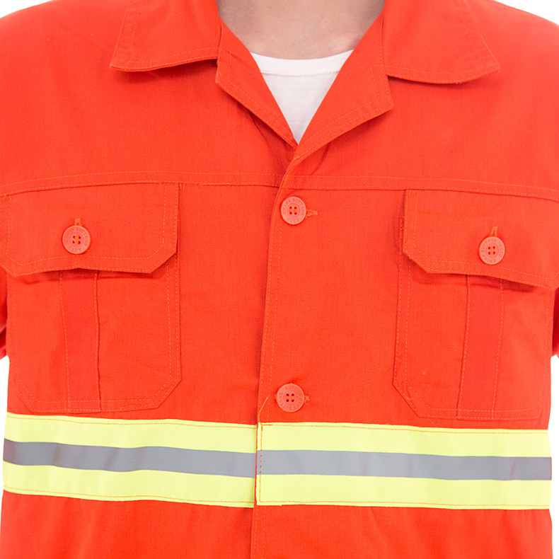长袖反光条工作服套装桔色环卫服工装道路施工工地电力维修劳保服