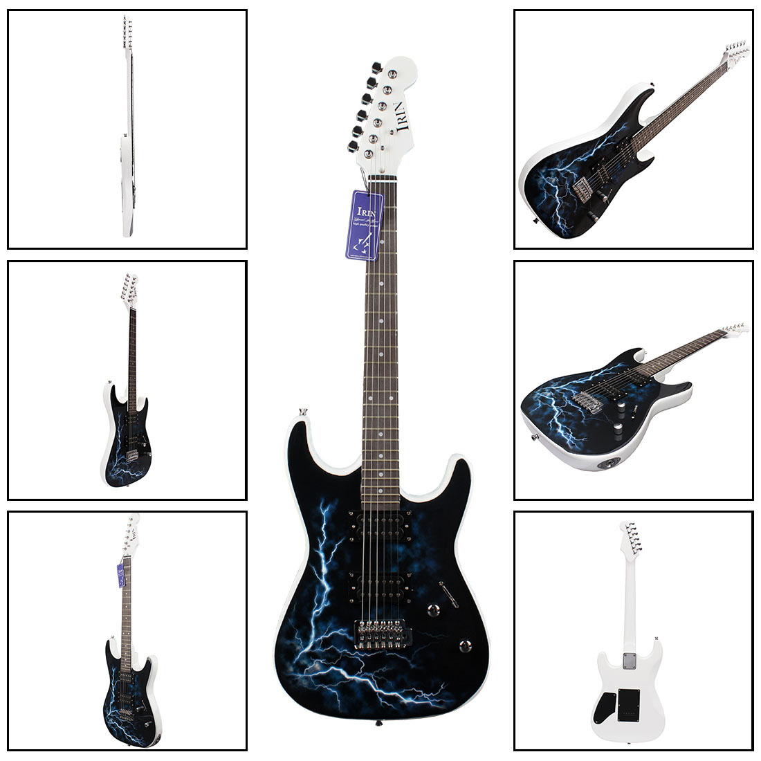 厂家直销电吉他 初学者玫瑰木闪电图案演奏级椴木吉他 乐器批发