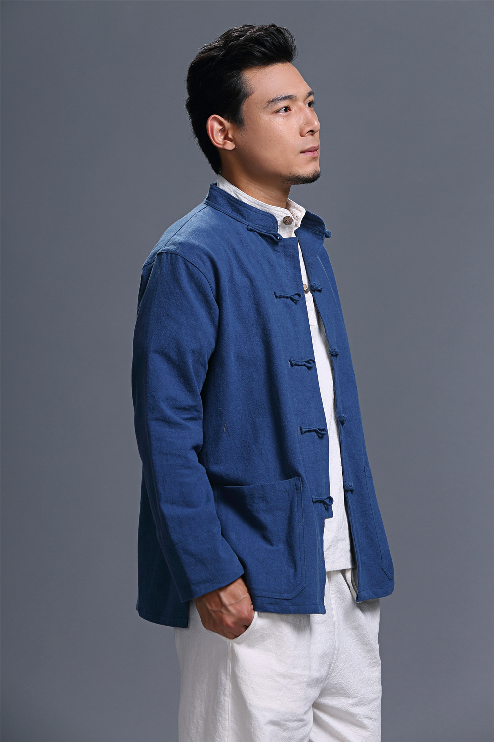 麻凡布衣中山装民族服装男装立领长袖麻棉手工盘扣衬衫民族风唐装