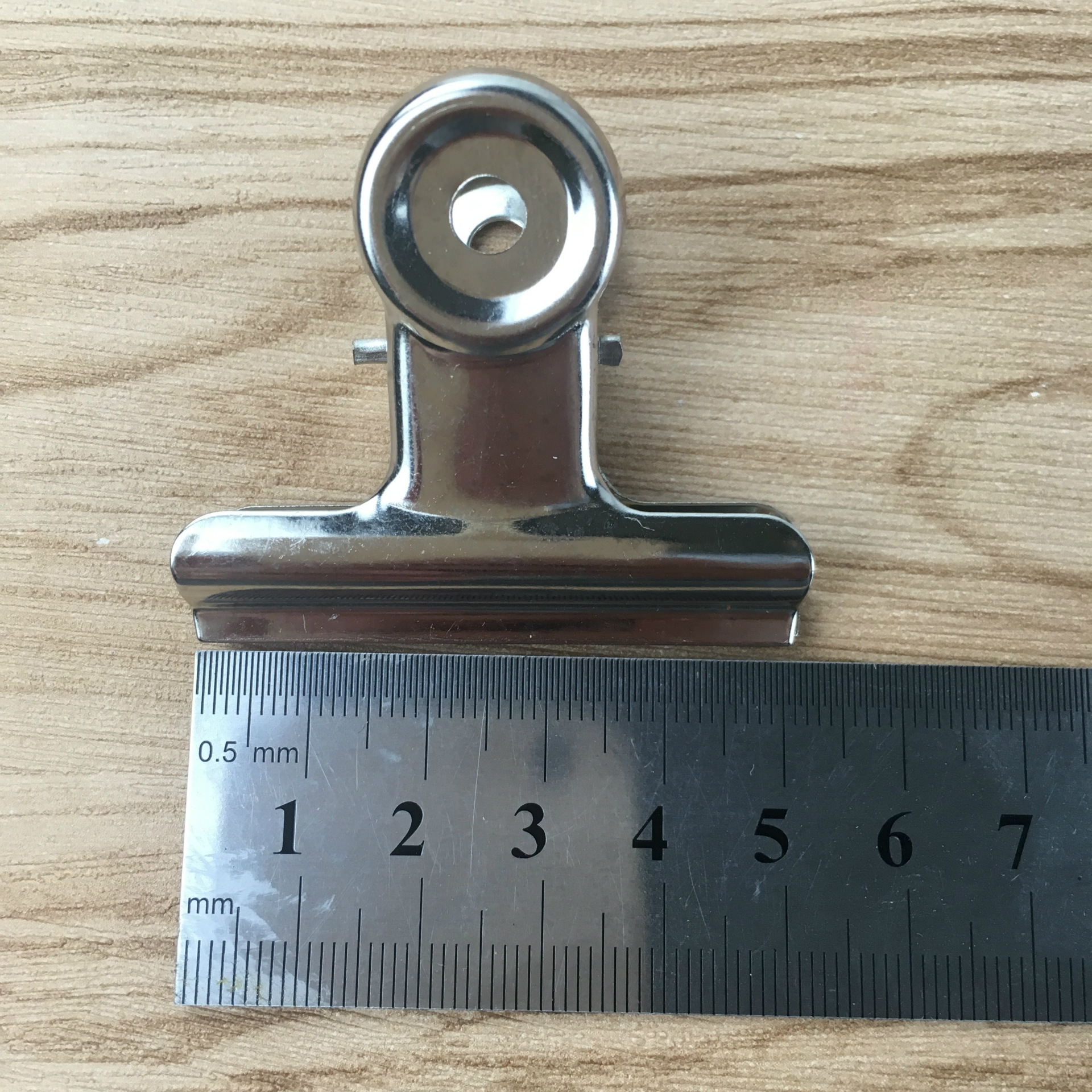 50mm圆形夹 锰钢文件金属夹子 装订票据夹 厂家供应直销光泽电镀