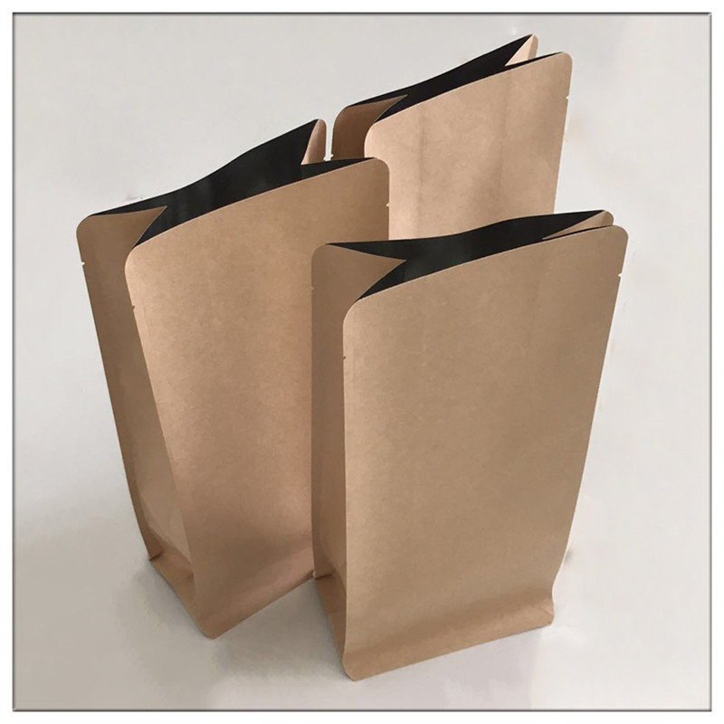 厂家直供八边封立体平底牛皮纸镀铝箔风琴袋 一磅咖啡豆包装袋子