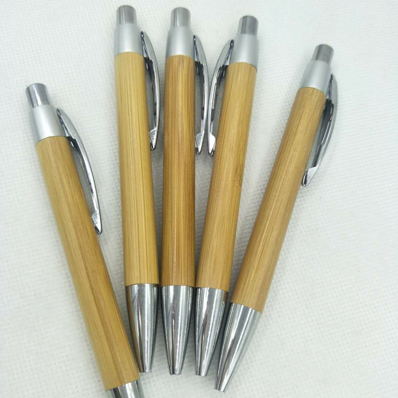 供应竹杆环保圆珠笔 竹木按动圆珠笔 办公礼品圆珠笔定制logo