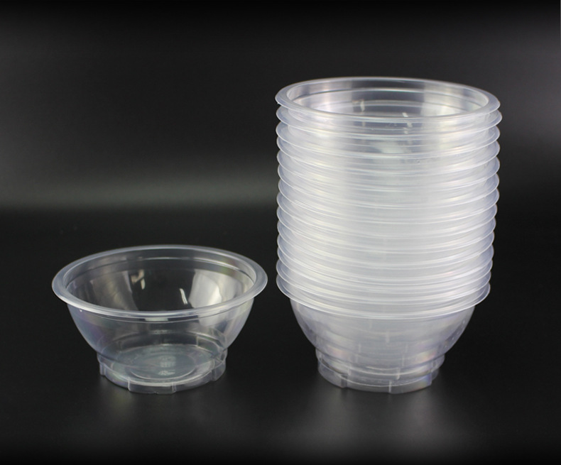 东优360ml欢乐碗一次性塑料碗透明胶碗汤碗加厚50只实惠装整箱6条