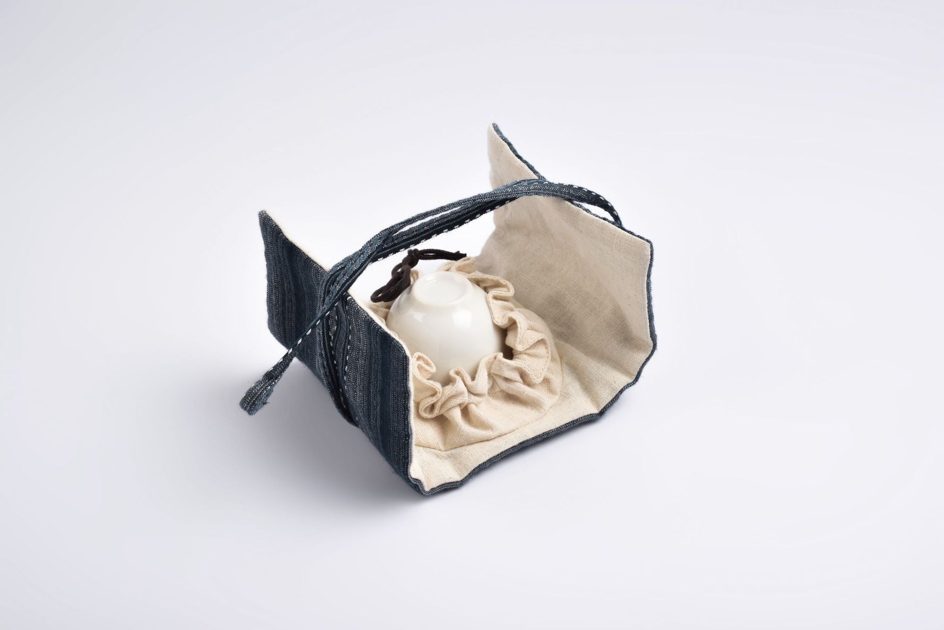 便携收纳袋棉麻功夫小茶杯袋品茗杯袋手工茶道布艺主人杯袋子