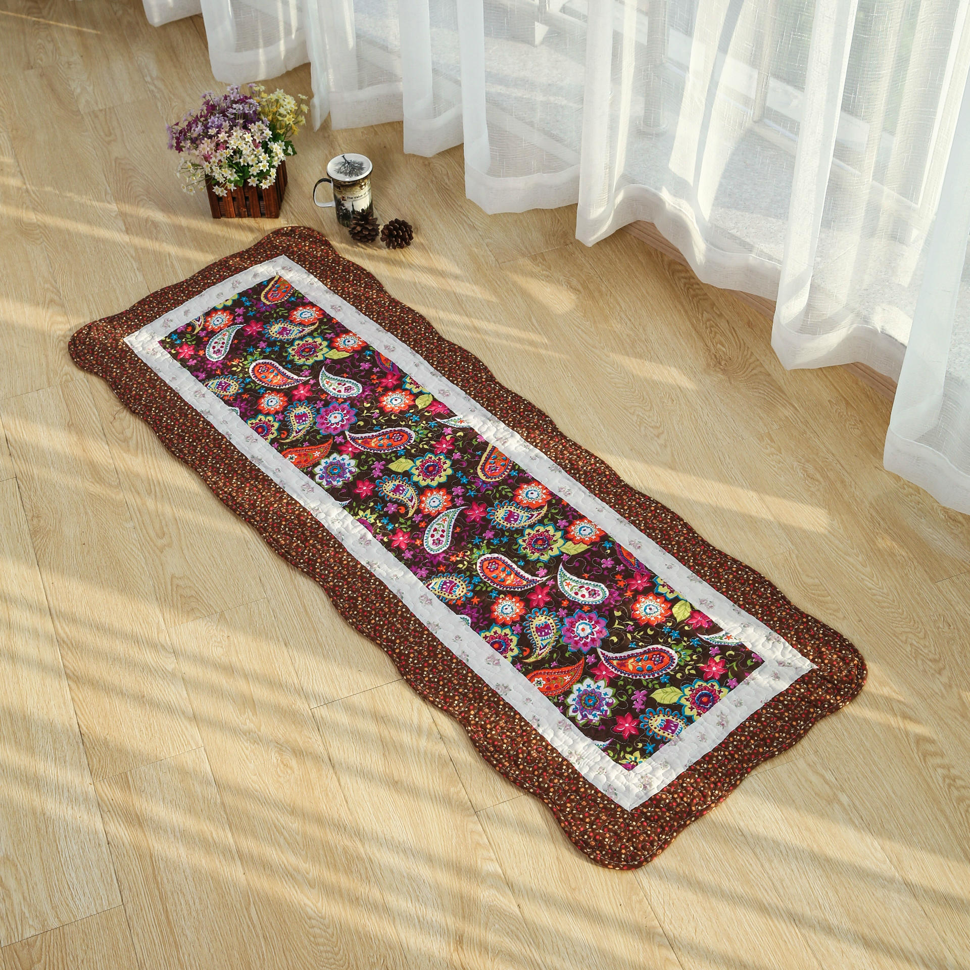 厂家批发全棉绗缝布艺美式田园风客厅卧室 家居地毯垫门前垫