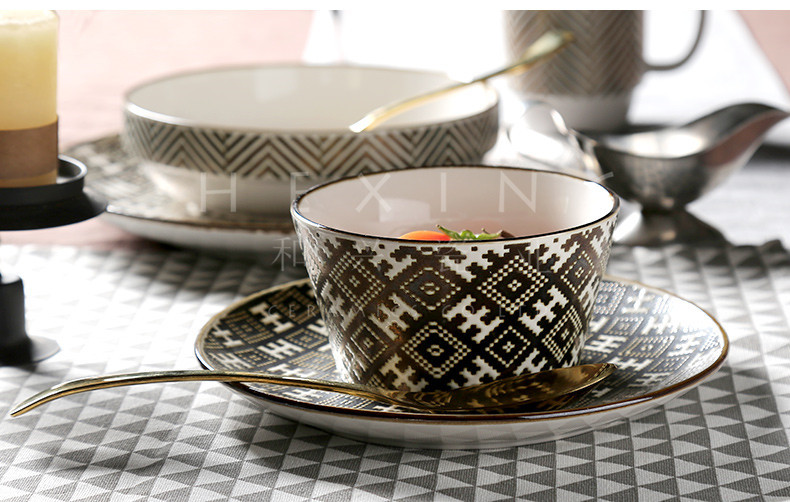 创意西餐陶瓷餐具套装家用水果沙拉碗8寸10寸盘碟马克杯子