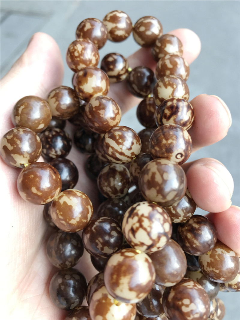 天然花菩提根批发虎斑菩提108颗佛珠文玩手串
