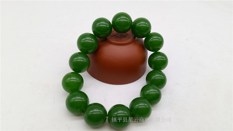 台湾青玉手链 菠菜绿玉石手链 男女款圆珠手串 厂家批发