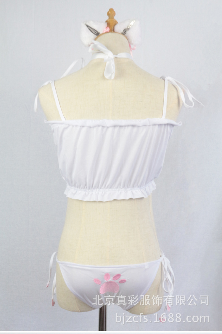 猫咪内衣镂空开胸 动漫cos软妹性感少女可爱色息蕾丝胖次套装