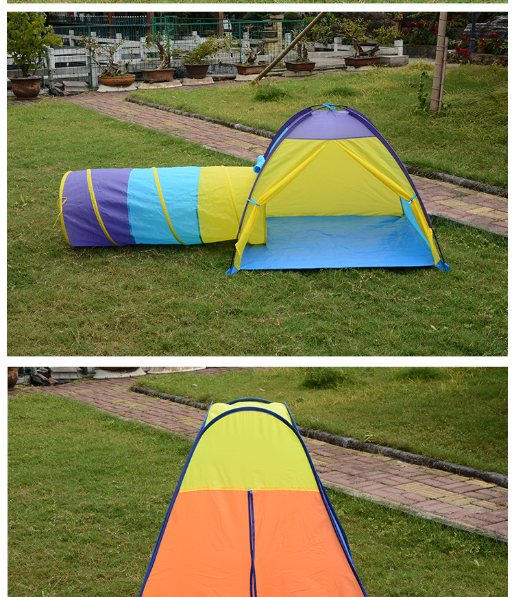 厂家直供跨境亚马逊儿童帐篷室内游戏屋便携折叠三件套爬行隧道