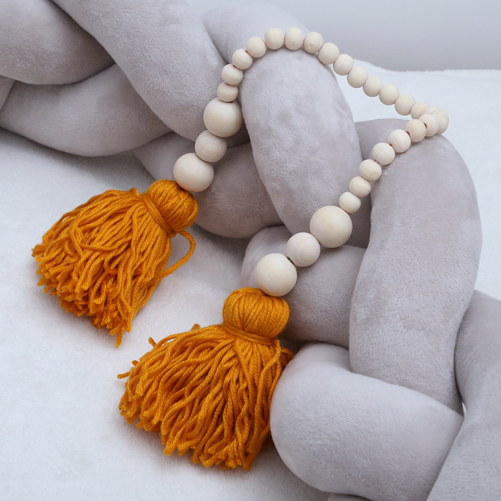 ins北欧木质流苏珠手工串珠挂饰儿童房婴儿房装饰拍摄道具