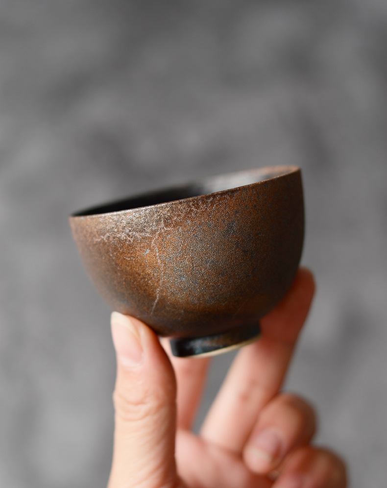 晴先生景德镇柴烧虫洞自然落灰粗陶柴烧杯手工品茗杯功夫茶具茶杯