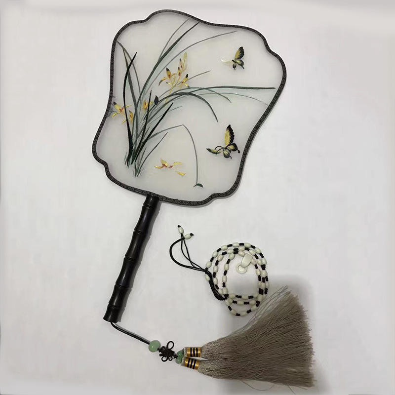 苏州复古中国风刺绣团扇芭蕉扇宫扇 手工苏绣双面绣芭蕉扇