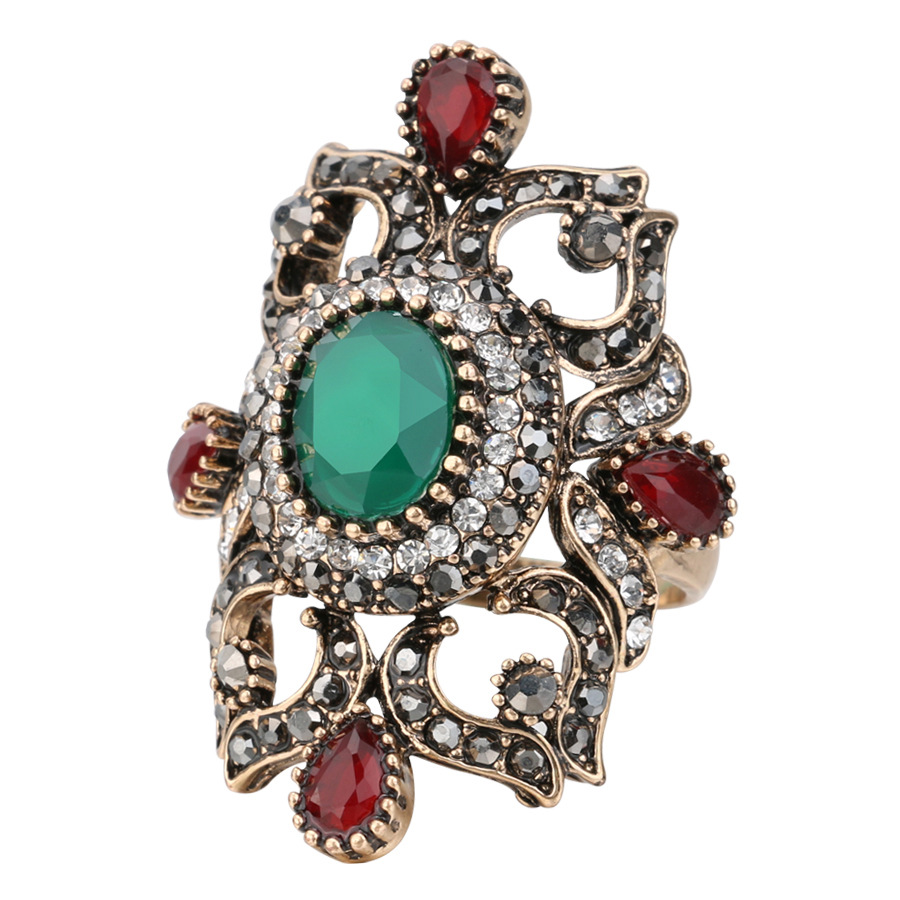 欧美饰品复古宝石戒指女 土耳其宫廷风指环戒子跨境专供货源现货