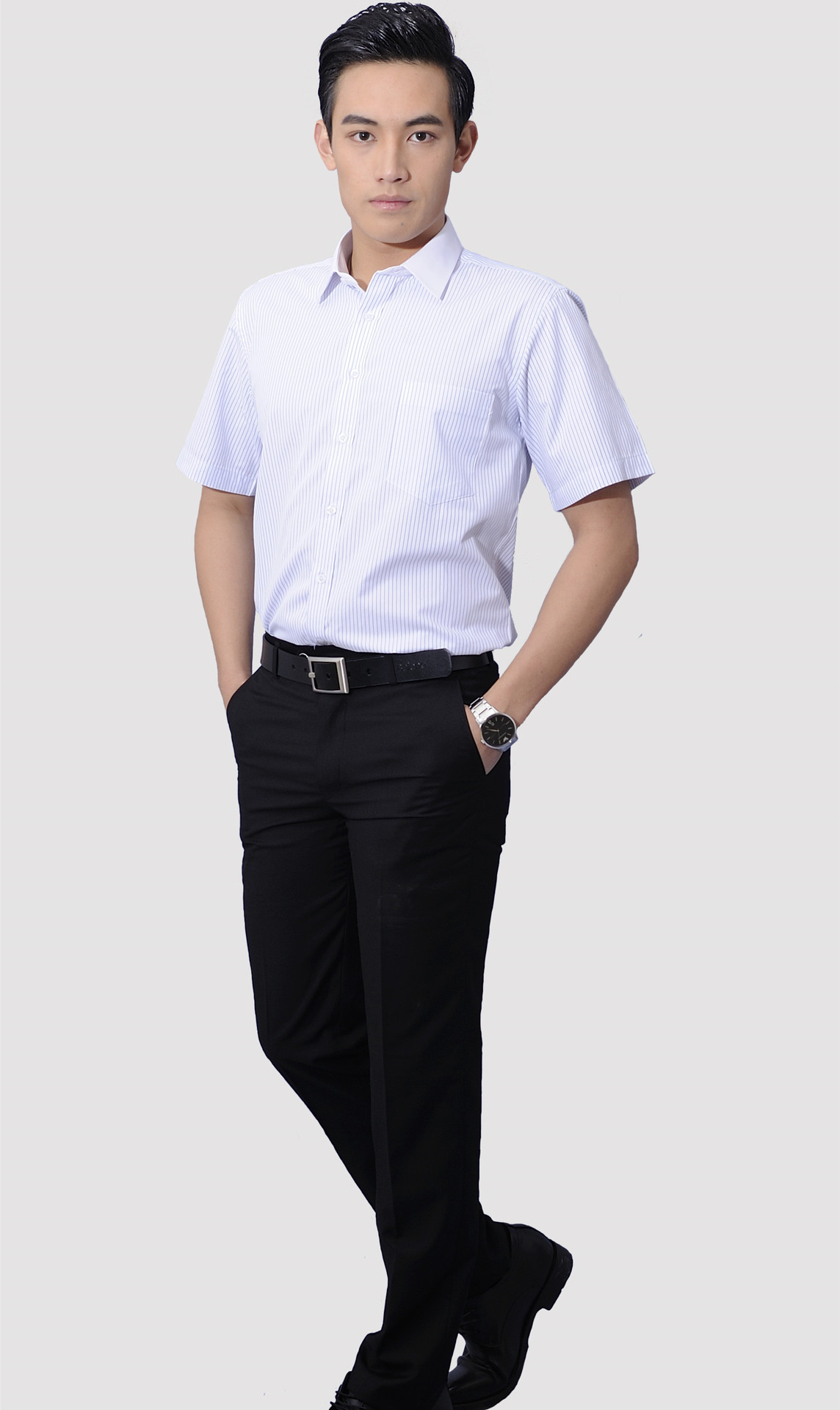 2017新款工作服男式短袖衬衫夏季商务休