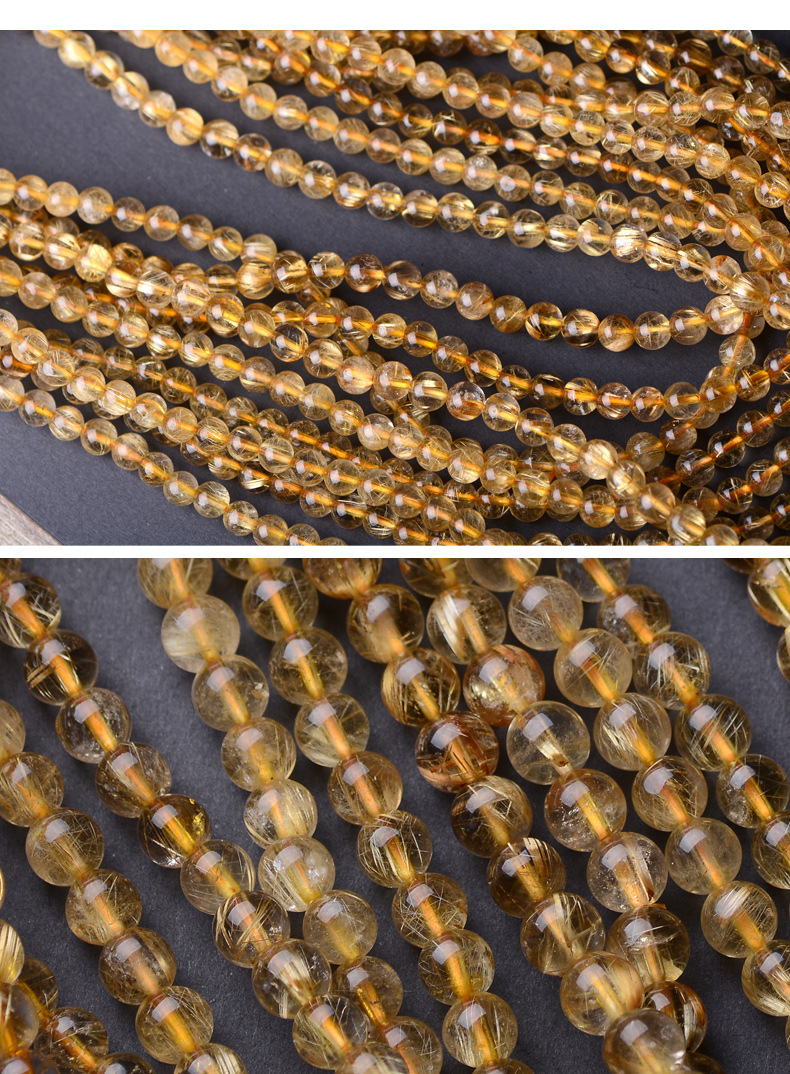 天然发晶手链多圈三圈 天然金发晶钛晶手串 金发晶厂家批发代发