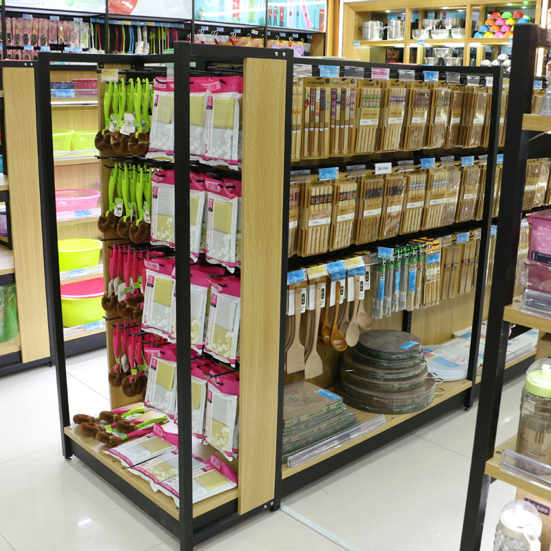 家居生活馆货架零食店精品店货架超市日用品货架铁木结合厂家批发