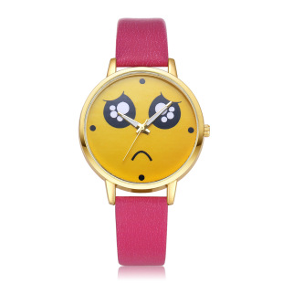 速卖通爆款 qq卡通图案可怜表情镜面学生手表lvpai品牌个性腕表