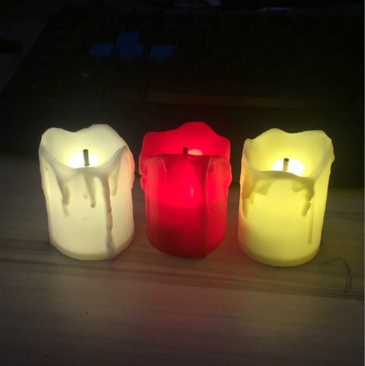 厂家直销黑芯led仿真流泪电子蜡烛外贸货源candle腊烛台红色蜡泪